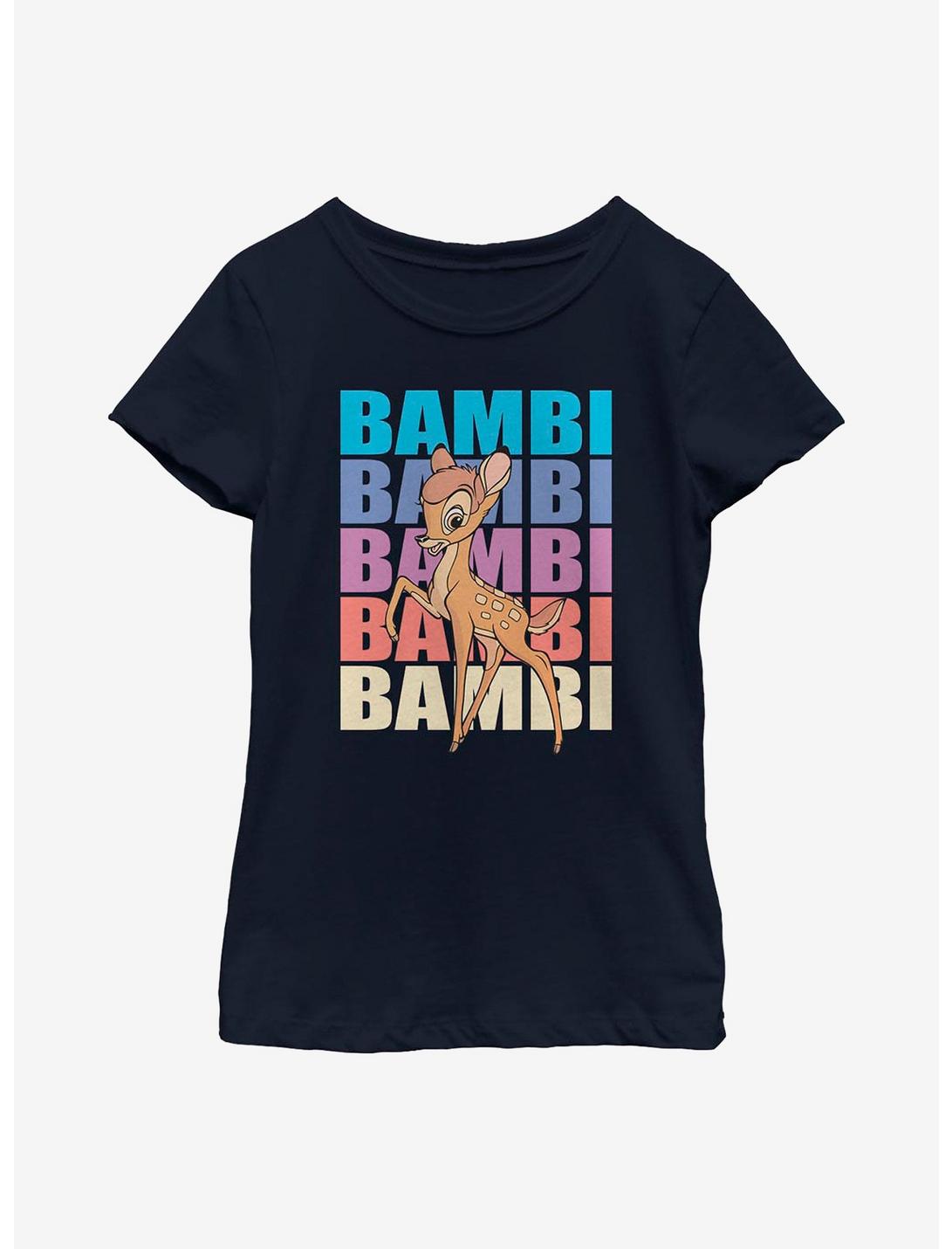 Disney Bambi Name Stacked Youth Girls T-Shirt, NAVY, hi-res
