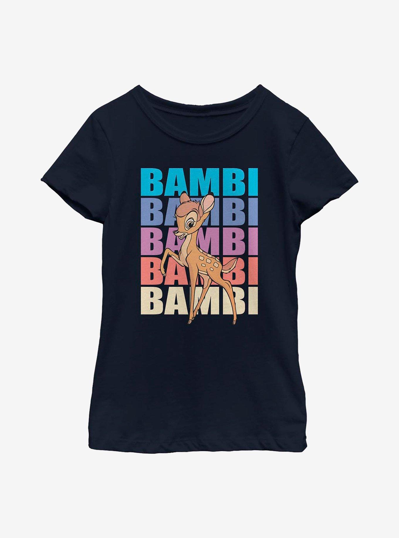Disney Bambi Name Stacked Youth Girls T-Shirt, NAVY, hi-res