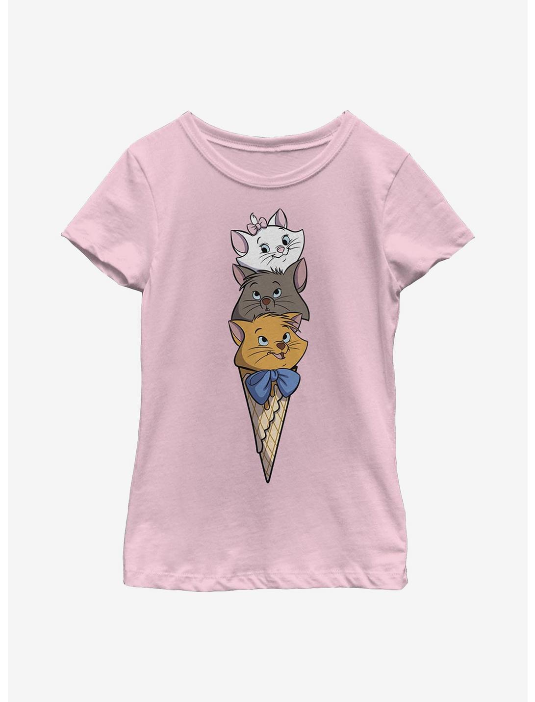 Disney The Aristocats Kitten Ice Cream Stack Youth Girls T-Shirt, PINK, hi-res