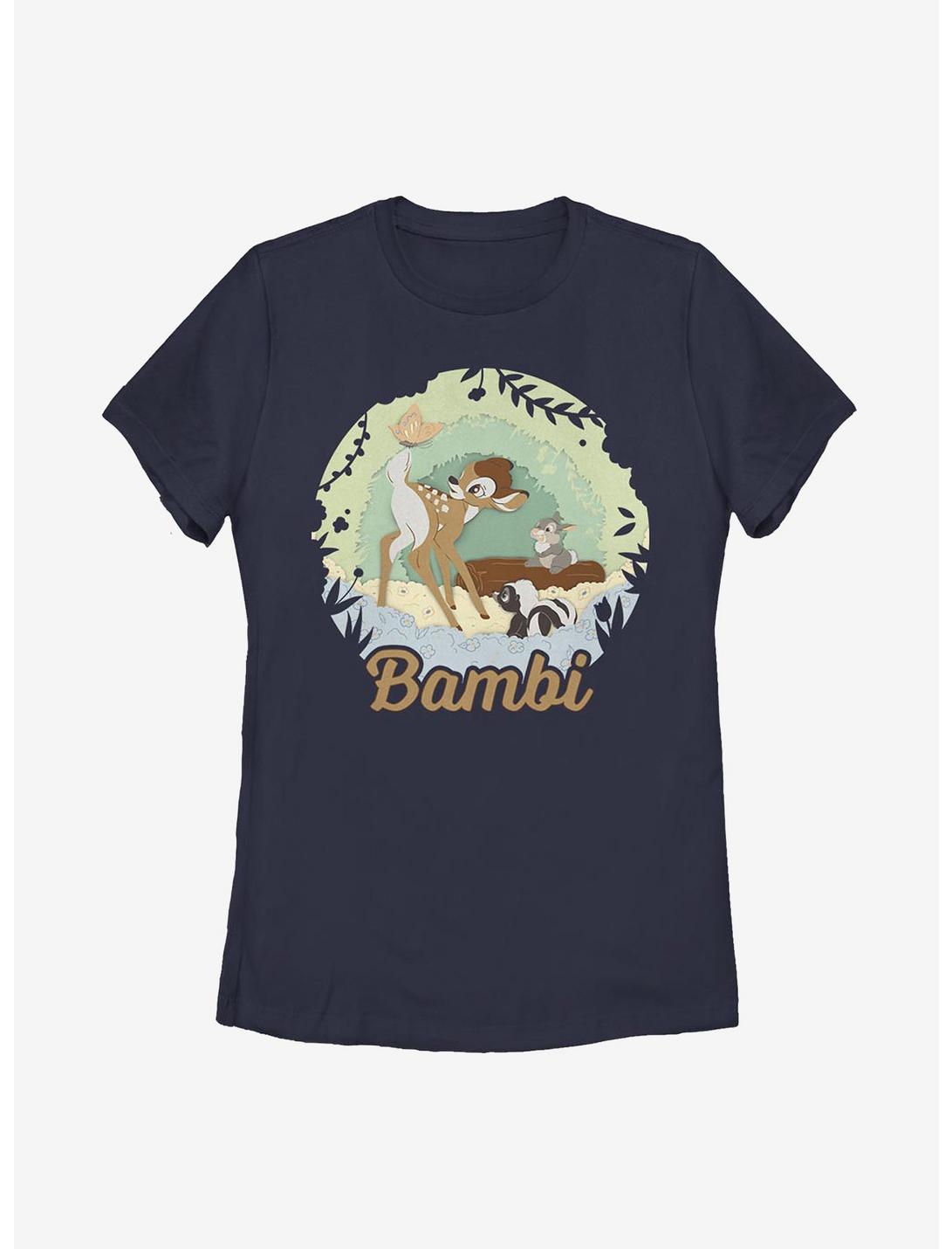 Disney Bambi Papercut Womens T-Shirt, NAVY, hi-res