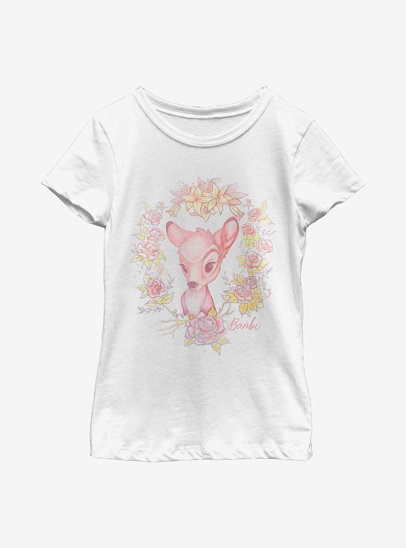Disney Bambi Watercolor Floral Youth Girls T-Shirt, , hi-res