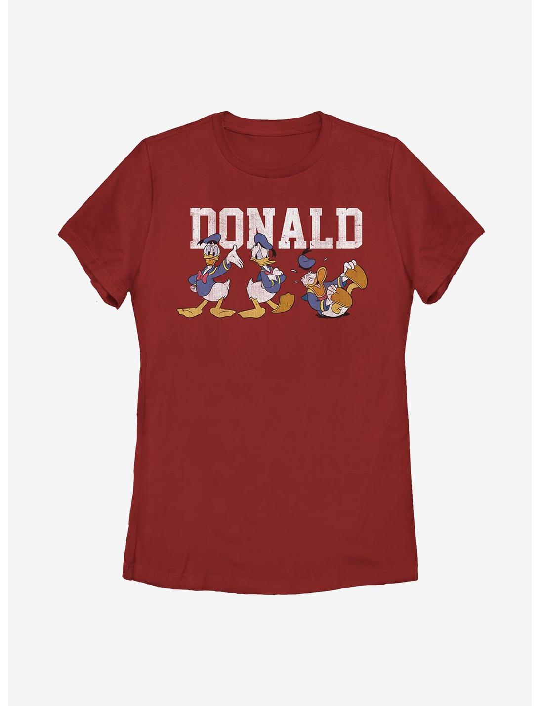 Disney Donald Duck Poses Womens T-Shirt, RED, hi-res