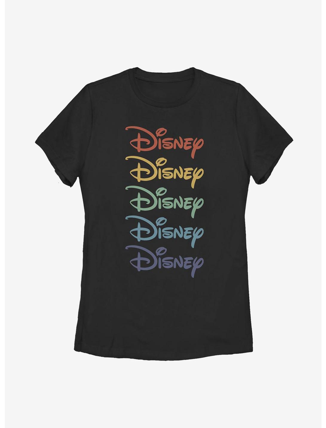 Disney Classic Rainbow Stacked Womens T-Shirt, BLACK, hi-res