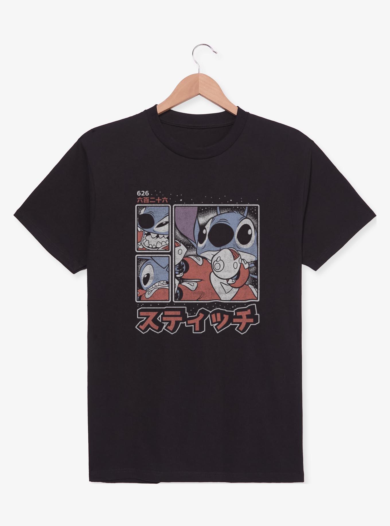 Disney Lilo And Stitch Japanese Text T-Shirt - BLACK | BoxLunch