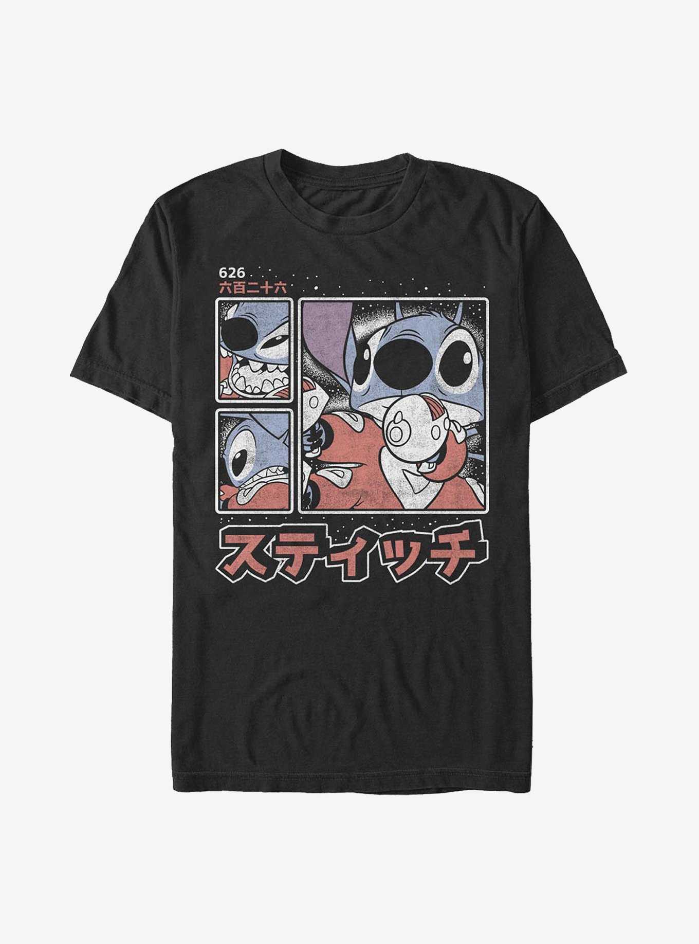 Disney Lilo And Stitch Japanese Text T-Shirt - BLACK | BoxLunch