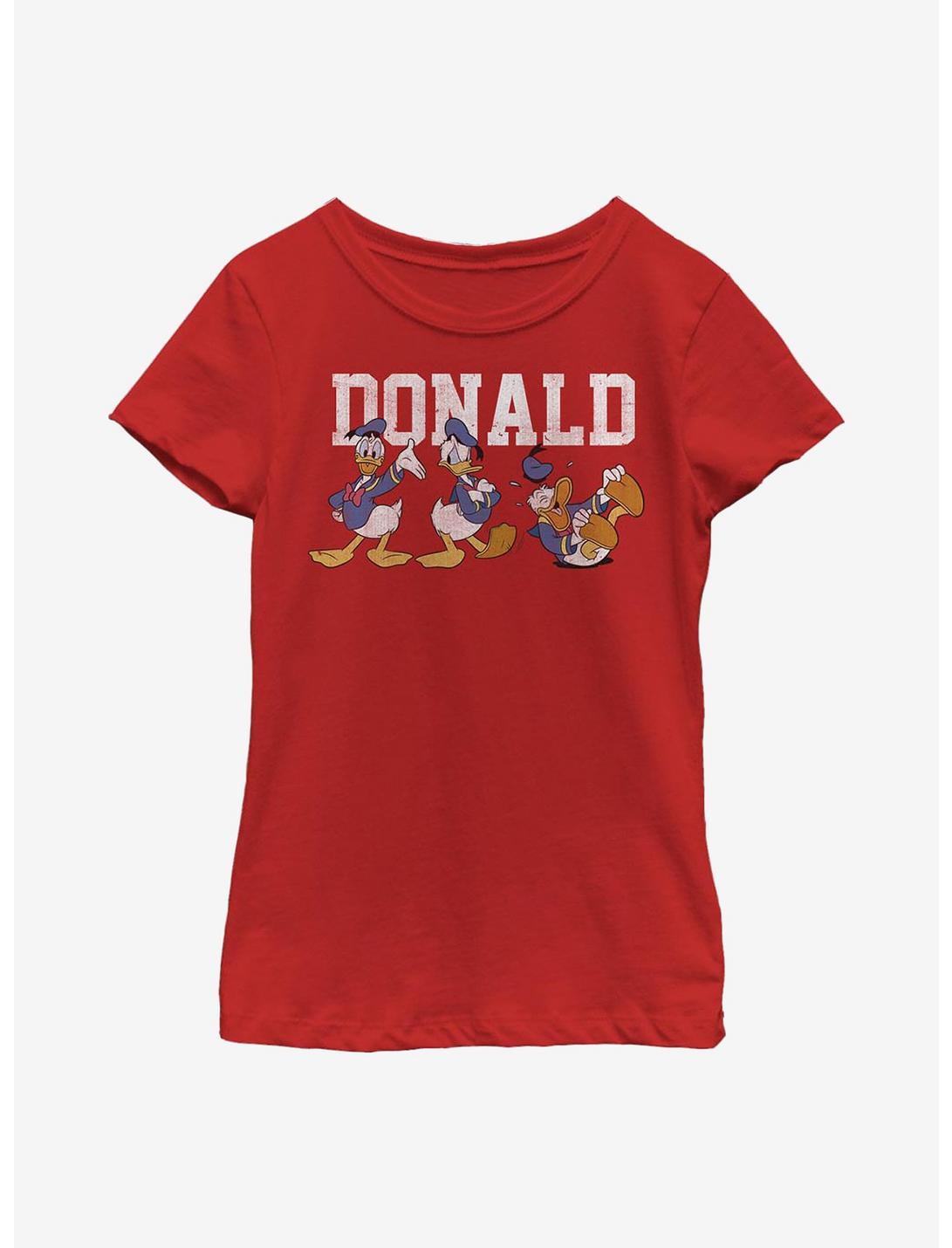 Disney Donald Duck Poses Youth Girls T-Shirt, RED, hi-res