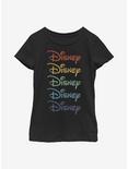 Disney Classic Rainbow Stacked Youth Girls T-Shirt, BLACK, hi-res