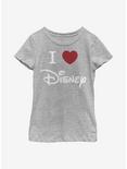 Disney Classic I Heart Disney Youth Girls T-Shirt, ATH HTR, hi-res