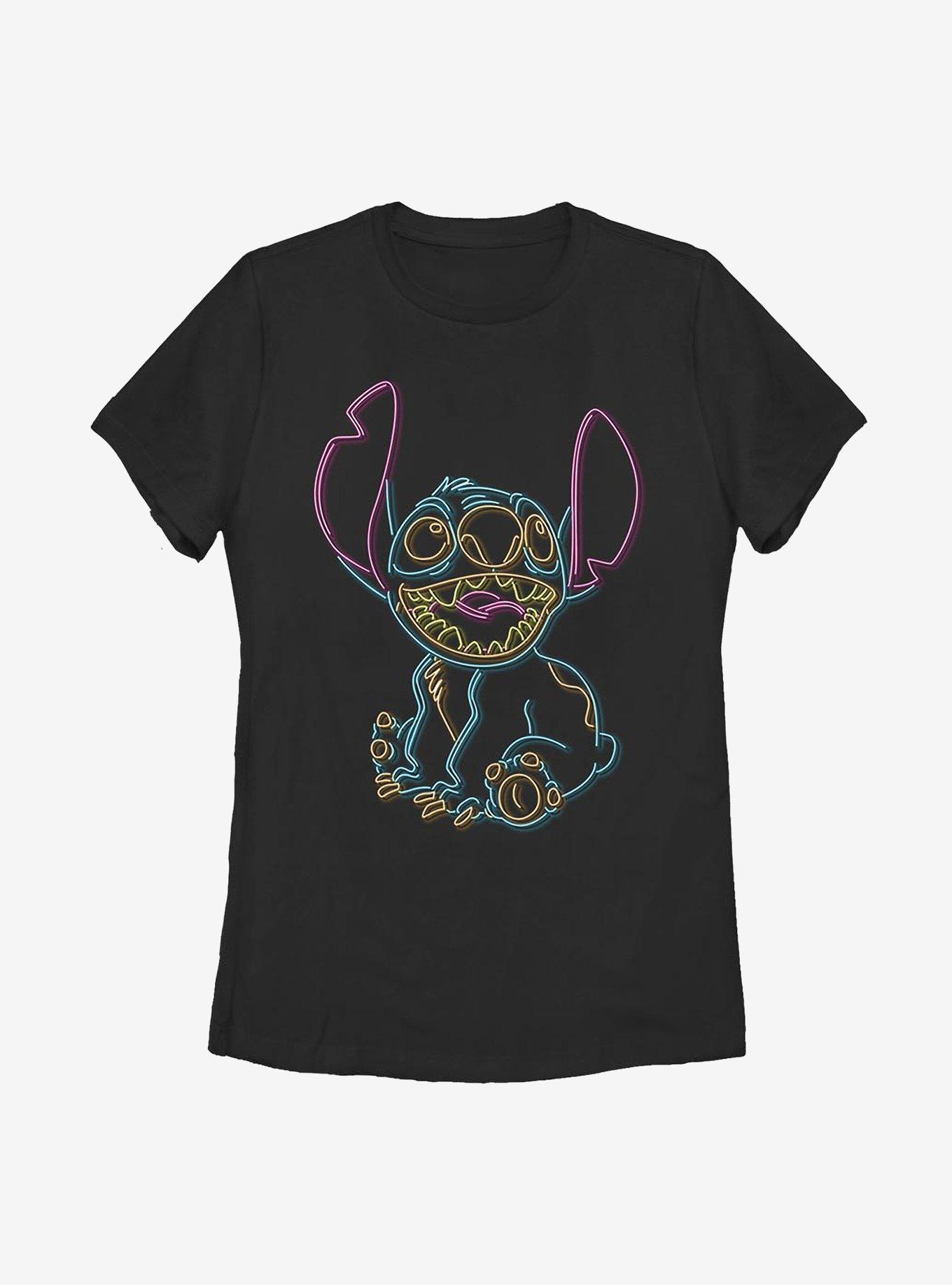 Disney Lilo And Stitch Neon Stitch Womens T-Shirt, BLACK, hi-res