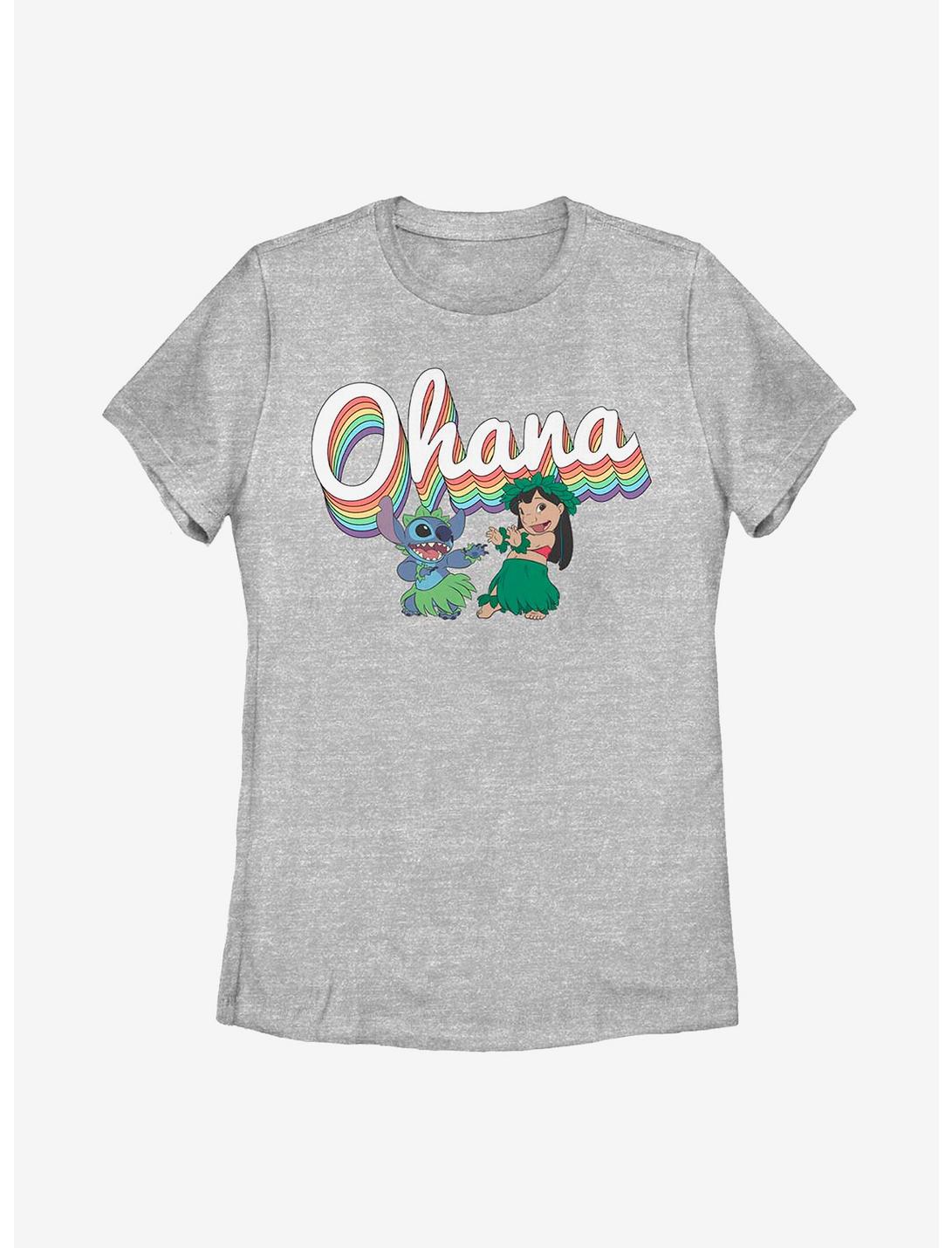 Disney Lilo And Stitch Rainbow Ohana Womens T-Shirt, ATH HTR, hi-res