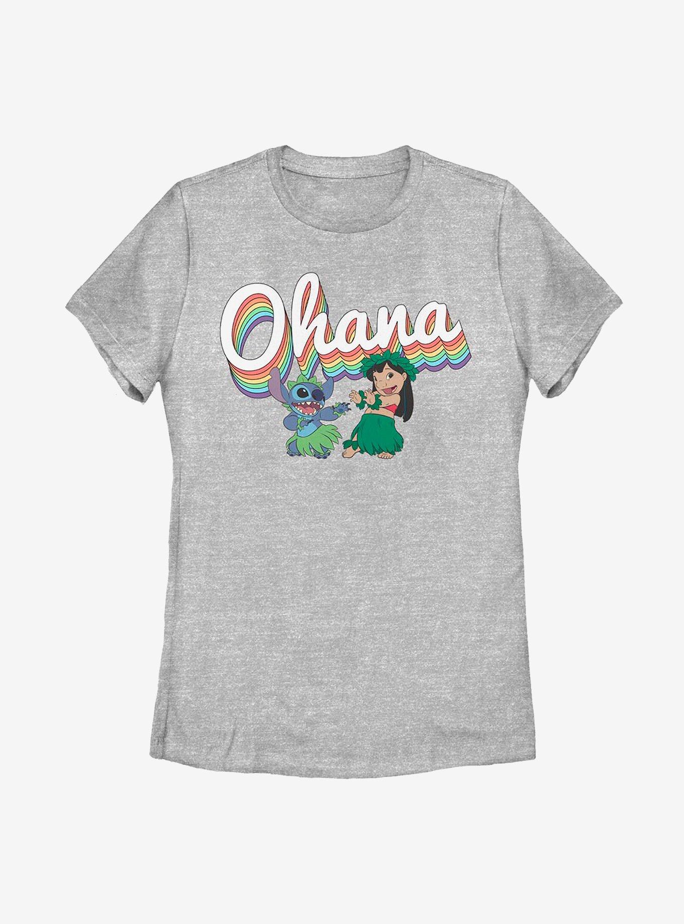 Disney Lilo And Stitch Rainbow Ohana Womens T-Shirt, ATH HTR, hi-res