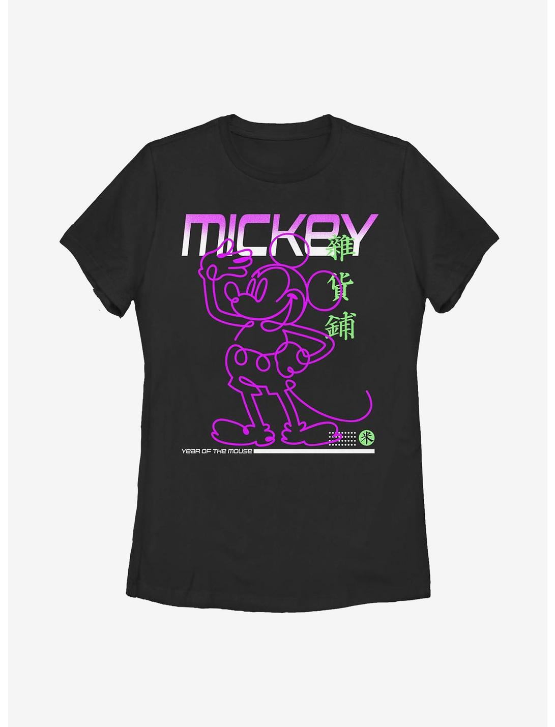 Disney Mickey Mouse Street Glow Womens T-Shirt, BLACK, hi-res
