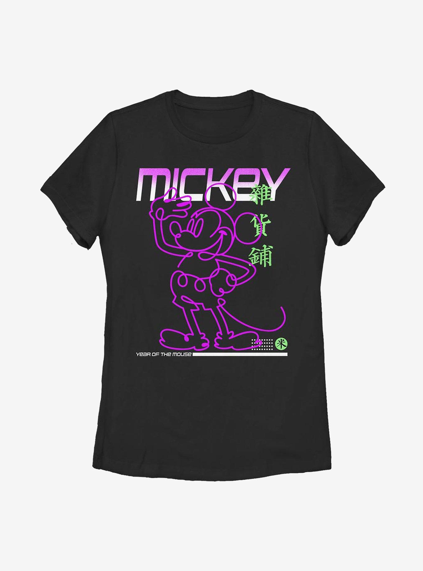 Disney Mickey Mouse Street Glow Womens T-Shirt, BLACK, hi-res