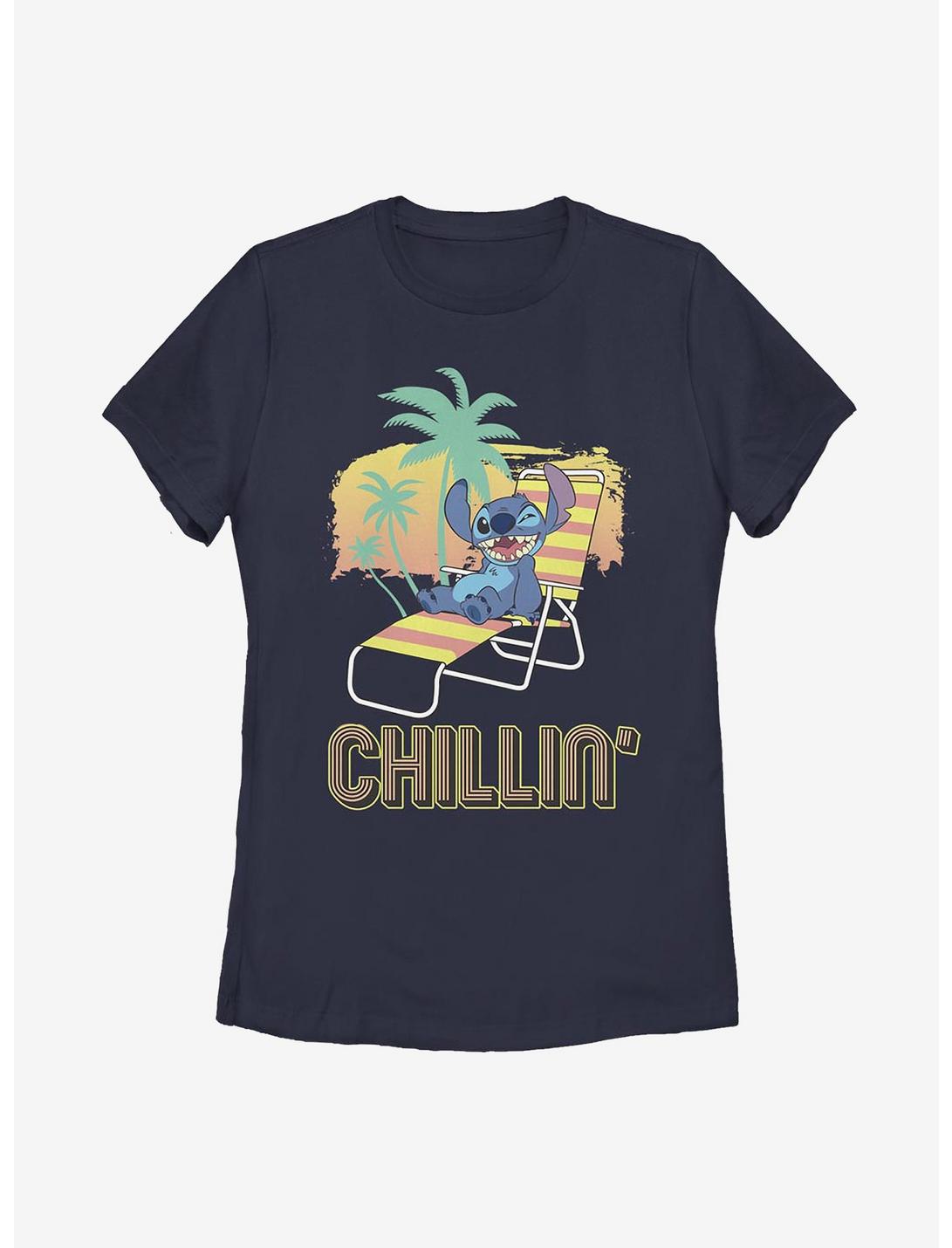 Disney Lilo And Stitch Chillin' Womens T-Shirt, NAVY, hi-res