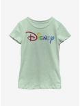 Disney Classic Rainbow Script Youth Girls T-Shirt, MINT, hi-res