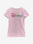 Disney Classic Rainbow Script Youth Girls T-Shirt, PINK, hi-res