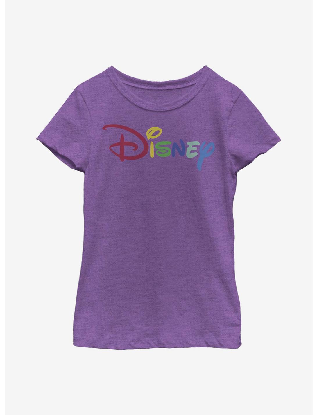 Disney Classic Rainbow Script Youth Girls T-Shirt, PURPLE BERRY, hi-res