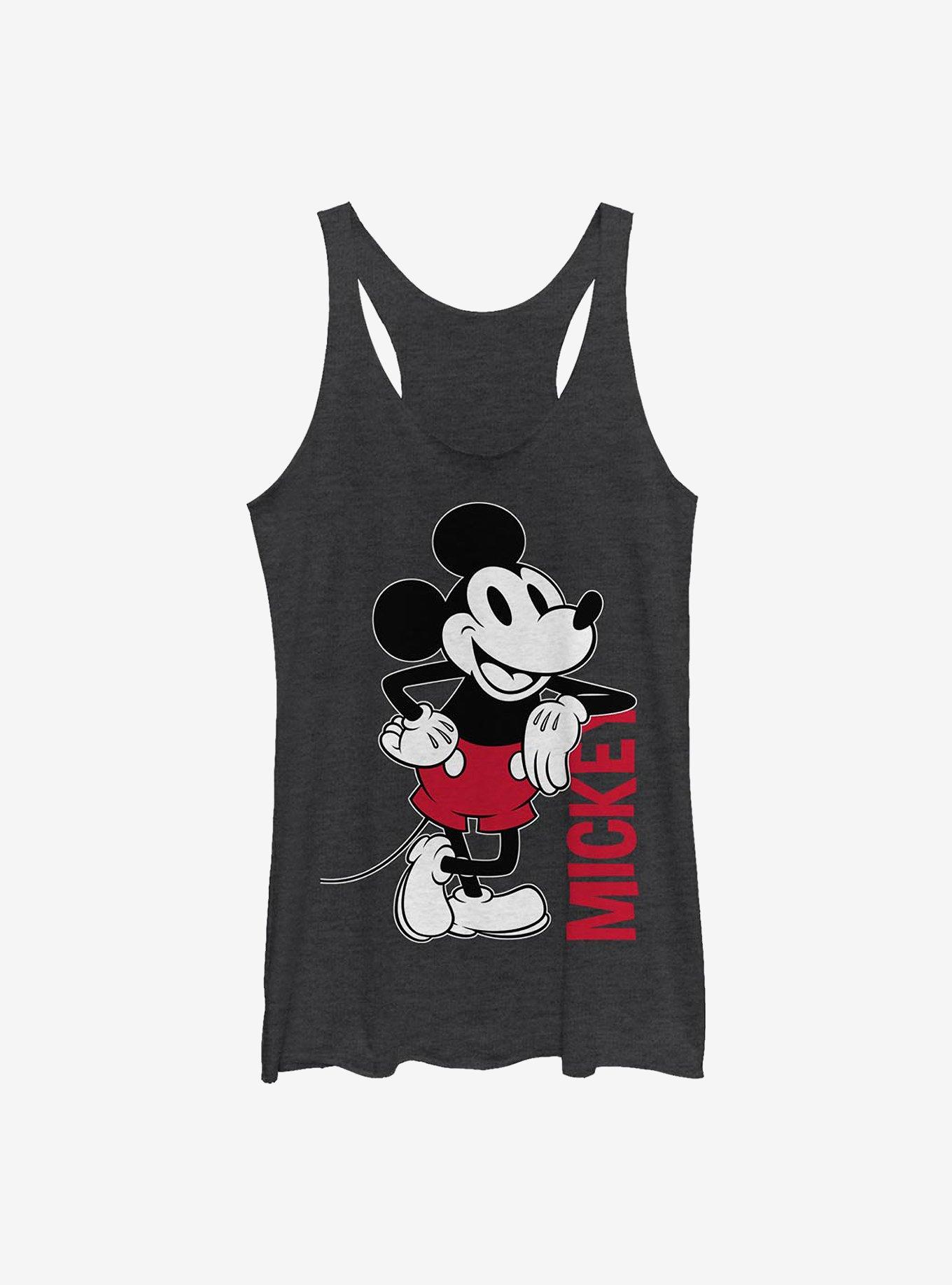Disney Mickey Mouse Leaning Womens Tank Top, BLK HTR, hi-res