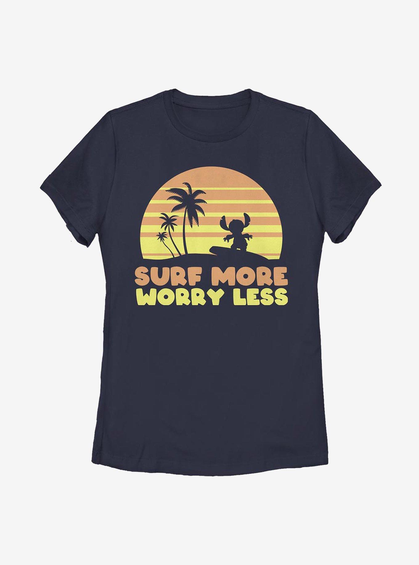Disney Lilo And Stitch Surf More Worry Less Womens T-Shirt, , hi-res