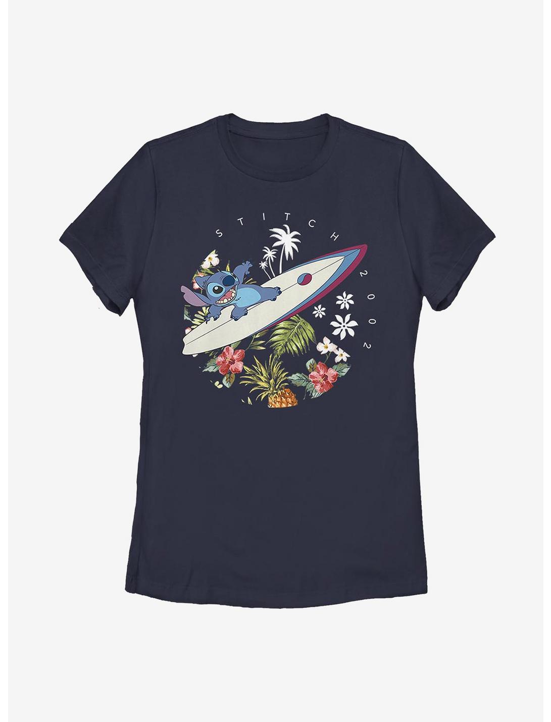 Disney Lilo And Stitch Surfer Dude Womens T-Shirt, NAVY, hi-res