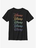 Disney Classic Rainbow Stacked Youth T-Shirt, BLACK, hi-res