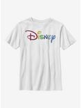 Disney Classic Rainbow Script Youth T-Shirt, WHITE, hi-res