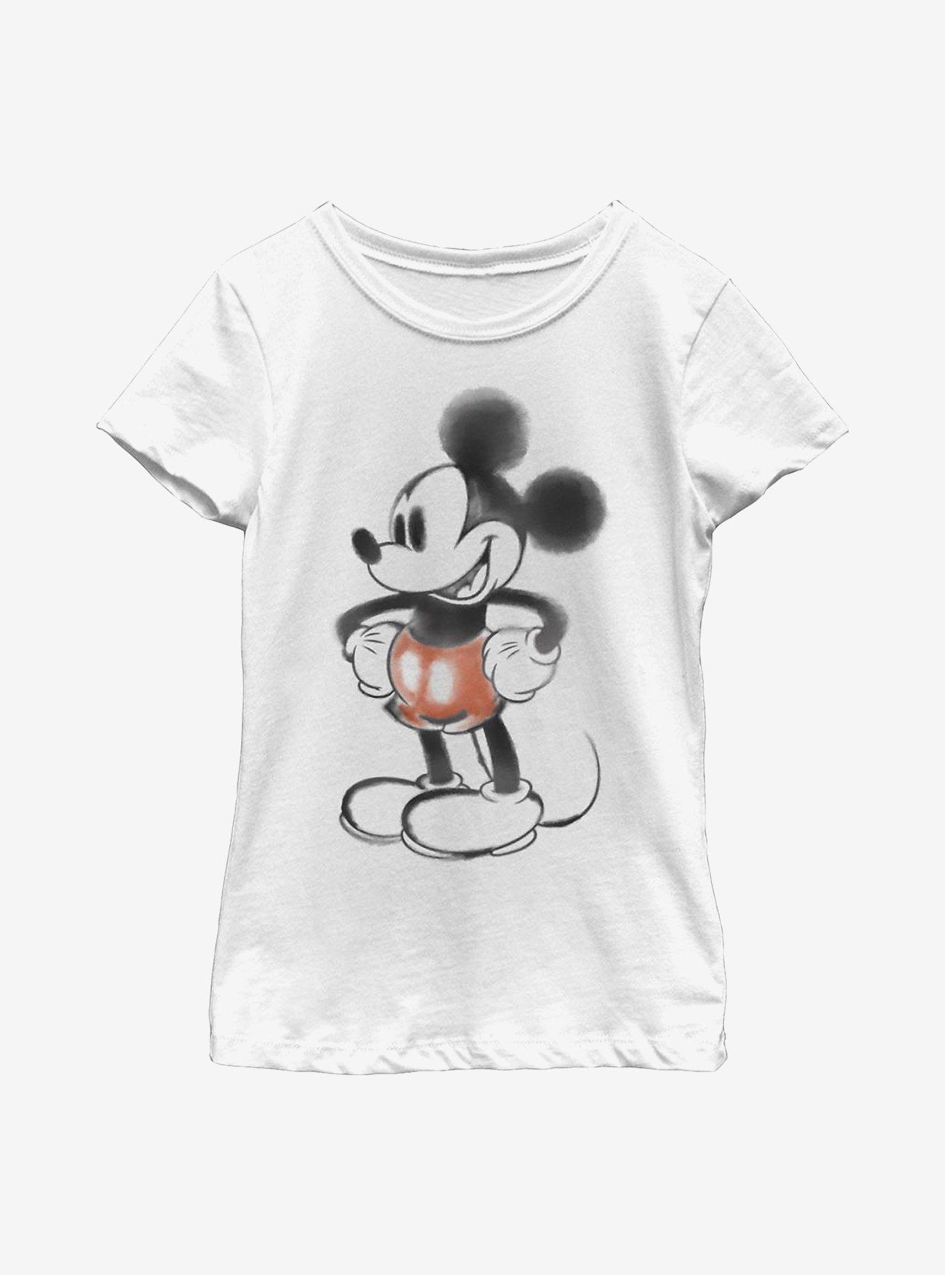 Disney Mickey Mouse Watercolor Mouse Youth Girls T-Shirt, WHITE, hi-res