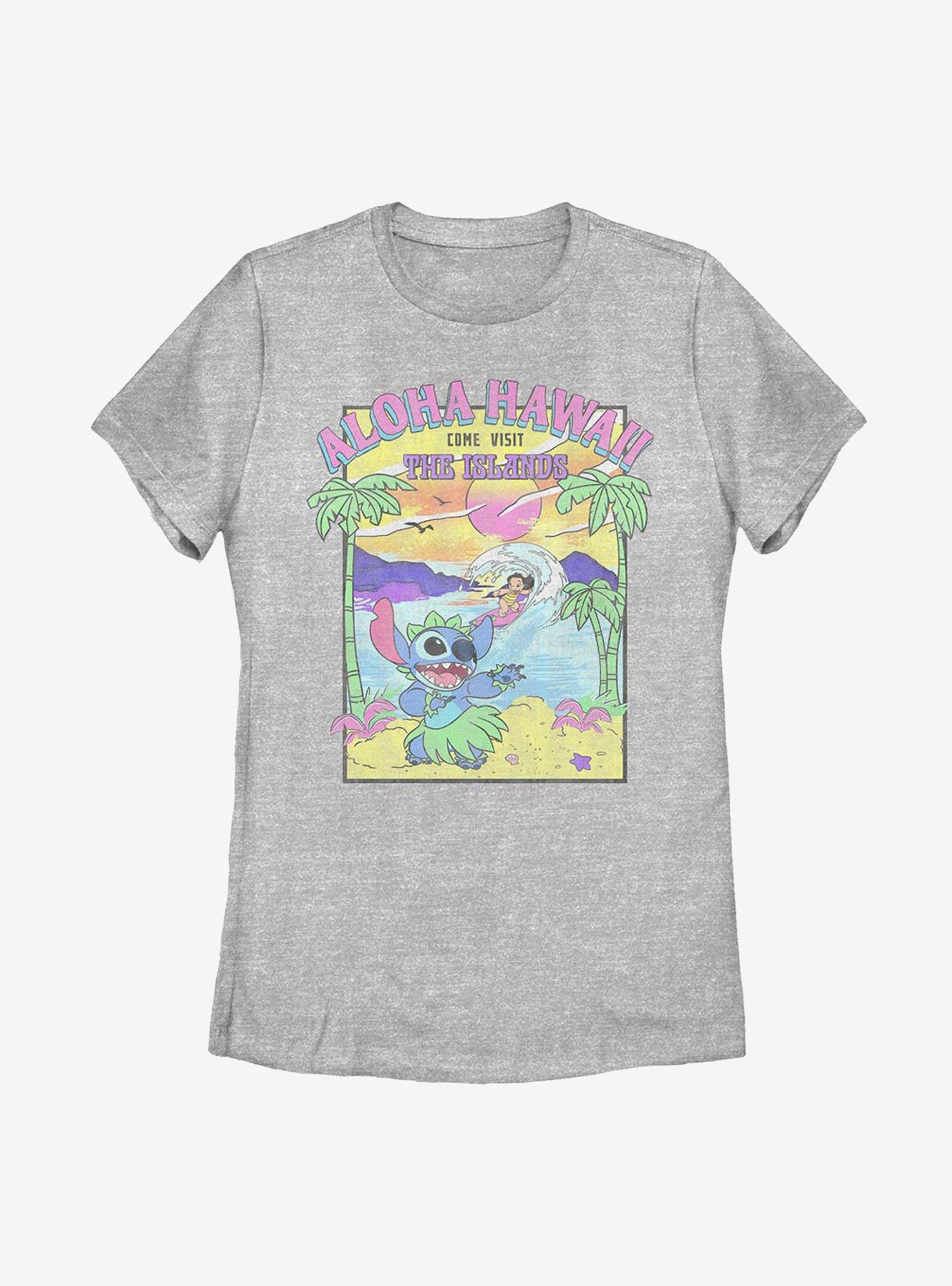 Disney Lilo And Stitch Visit The Islands Womens T-Shirt, ATH HTR, hi-res view 1