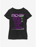 Disney Mickey Mouse Street Glow Youth Girls T-Shirt, BLACK, hi-res