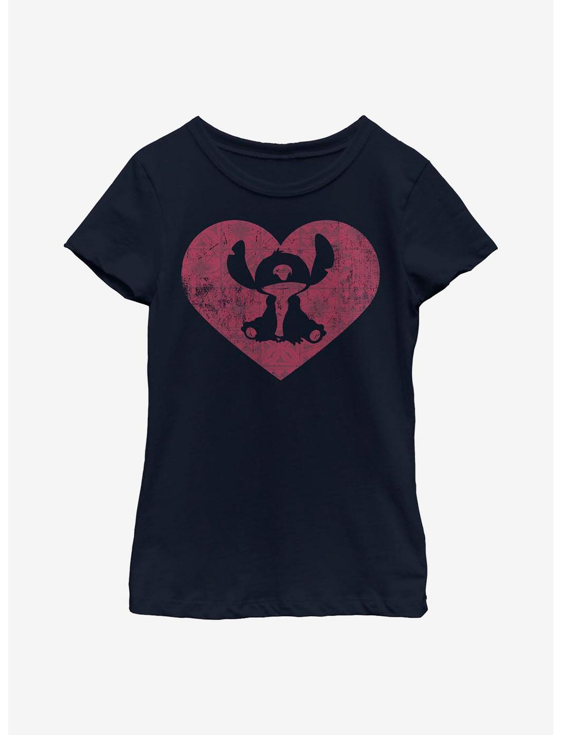 Disney Lilo And Stitch Heart Youth Girls T-Shirt, NAVY, hi-res