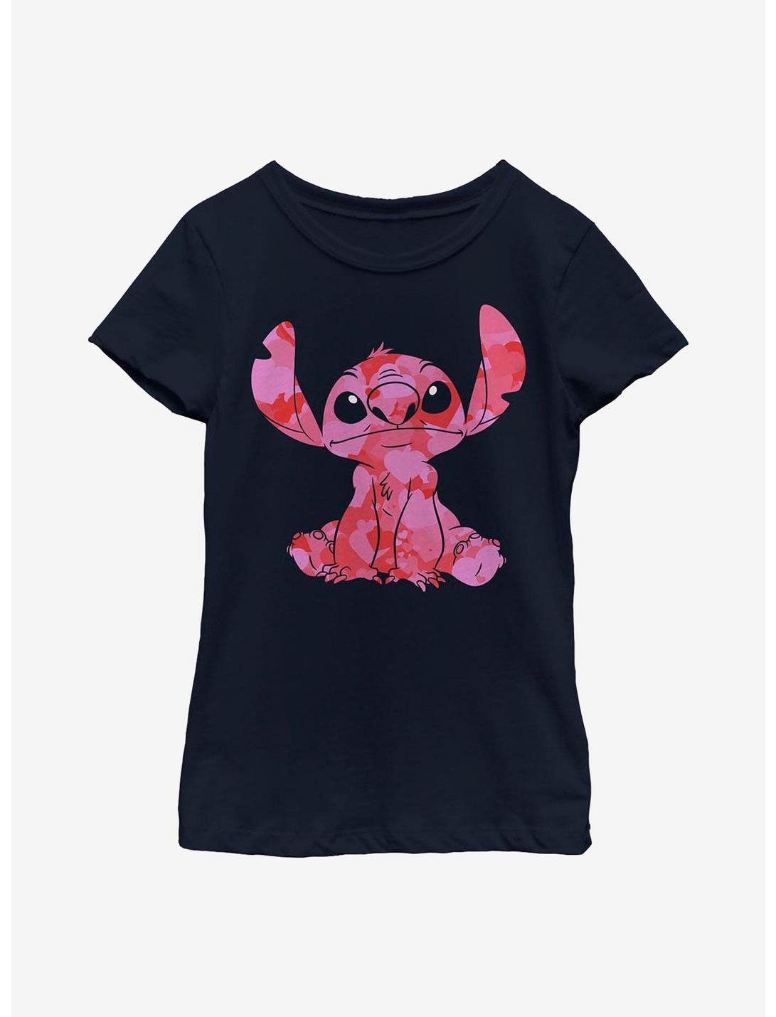 Disney Lilo And Stitch Heart Fill Youth Girls T-Shirt, NAVY, hi-res