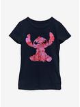 Disney Lilo And Stitch Heart Fill Youth Girls T-Shirt, NAVY, hi-res