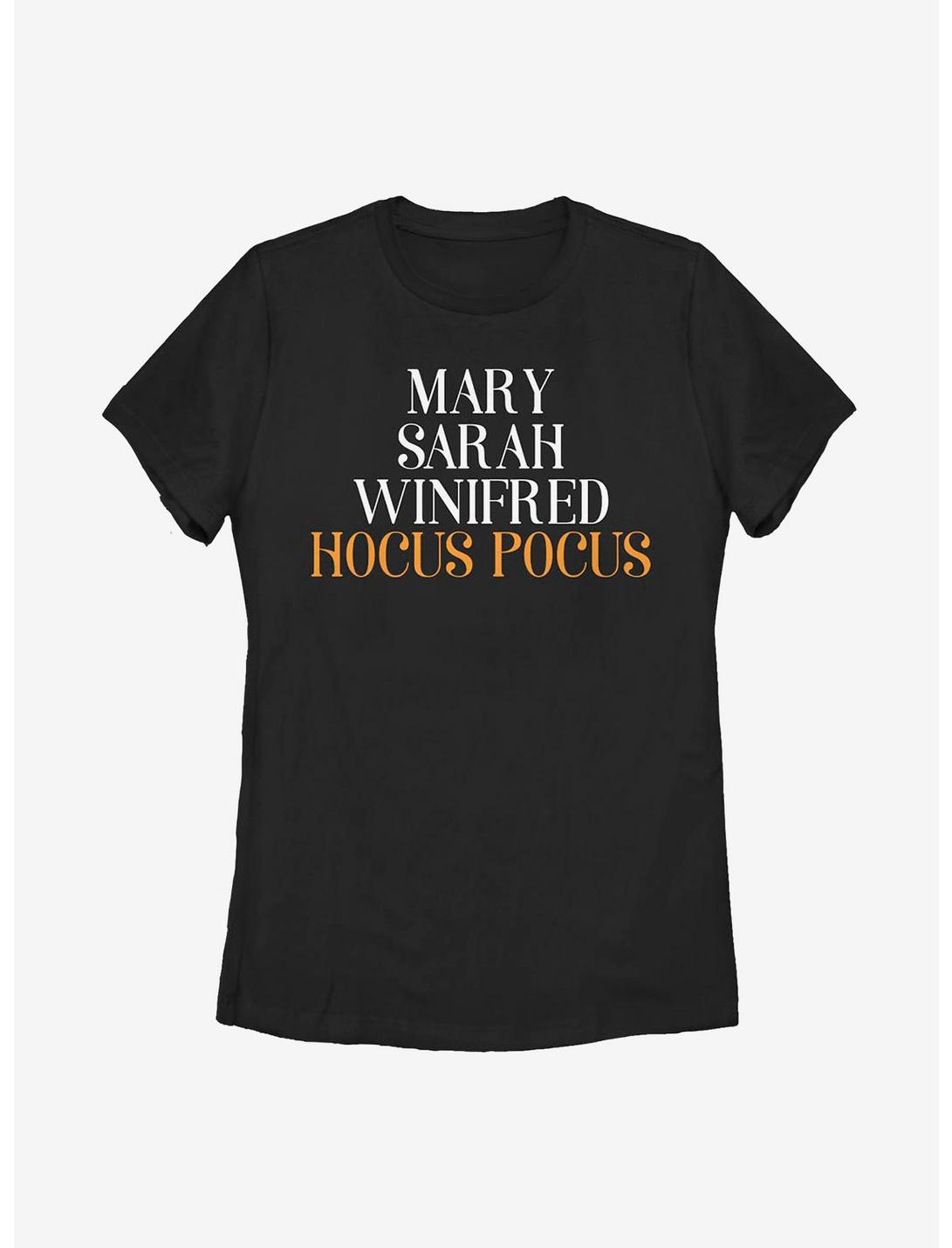 Disney Hocus Pocus Name Stack Womens T-Shirt, BLACK, hi-res