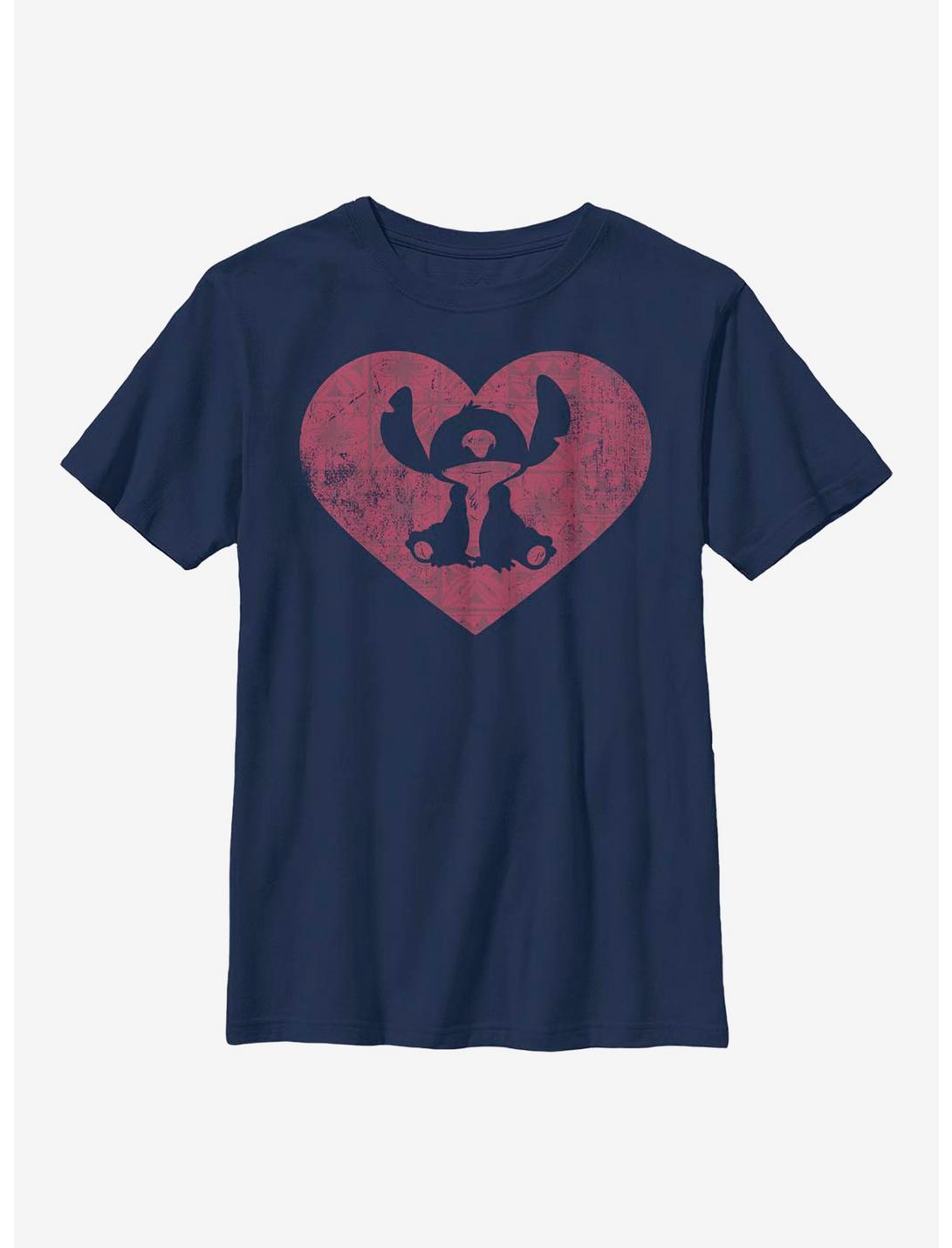 Disney Lilo And Stitch Heart Youth T-Shirt, NAVY, hi-res