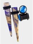 Acrylic Blue Marble Taper & Plug 4 Pack, MULTI, hi-res
