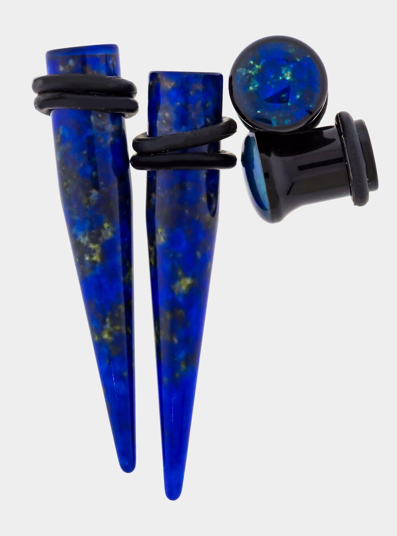 Acrylic Lapis Lazuli Taper & Plug 4 Pack, MULTI, hi-res