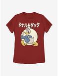 Disney Donald Duck Japanese Text Womens T-Shirt, RED, hi-res