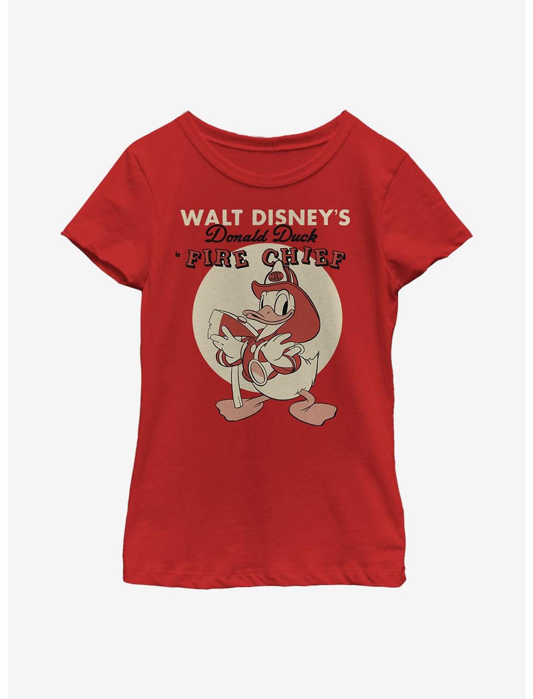 Disney Donald Duck Vintage Fireman Donald Youth Girls T-Shirt, RED, hi-res