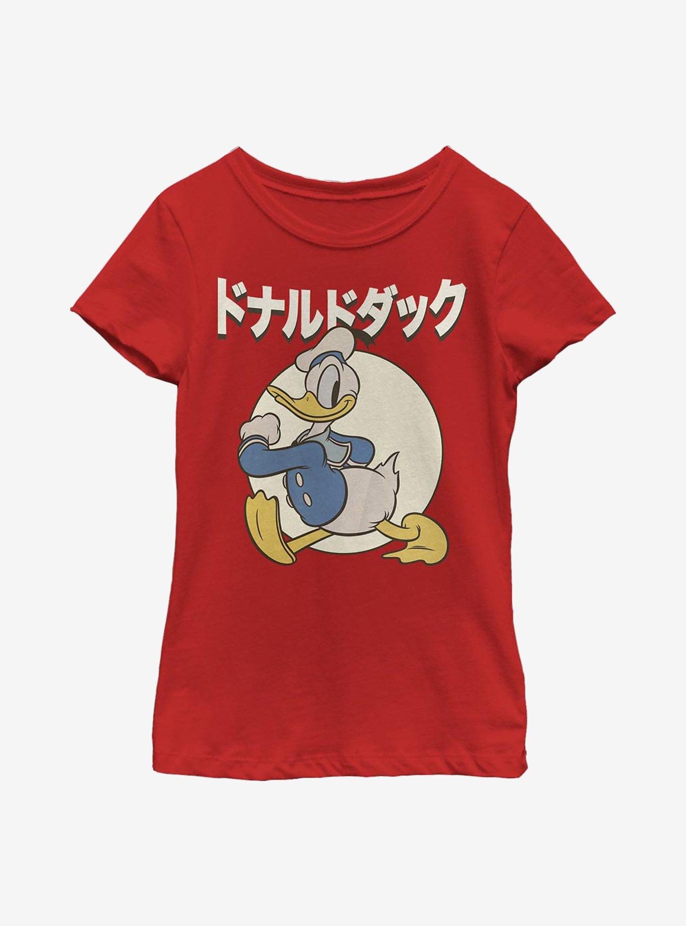 Disney Donald Duck Japanese Text Youth Girls T-Shirt