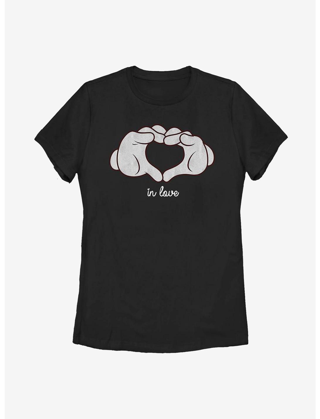 Disney Mickey Mouse Glove Heart Womens T-Shirt, BLACK, hi-res