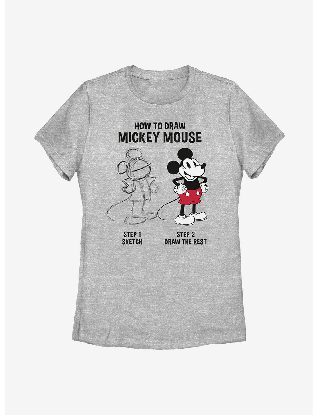 Disney Mickey Mouse Drawing Womens T-Shirt, ATH HTR, hi-res