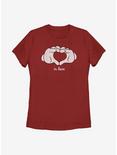 Disney Mickey Mouse Glove Heart Womens T-Shirt, RED, hi-res