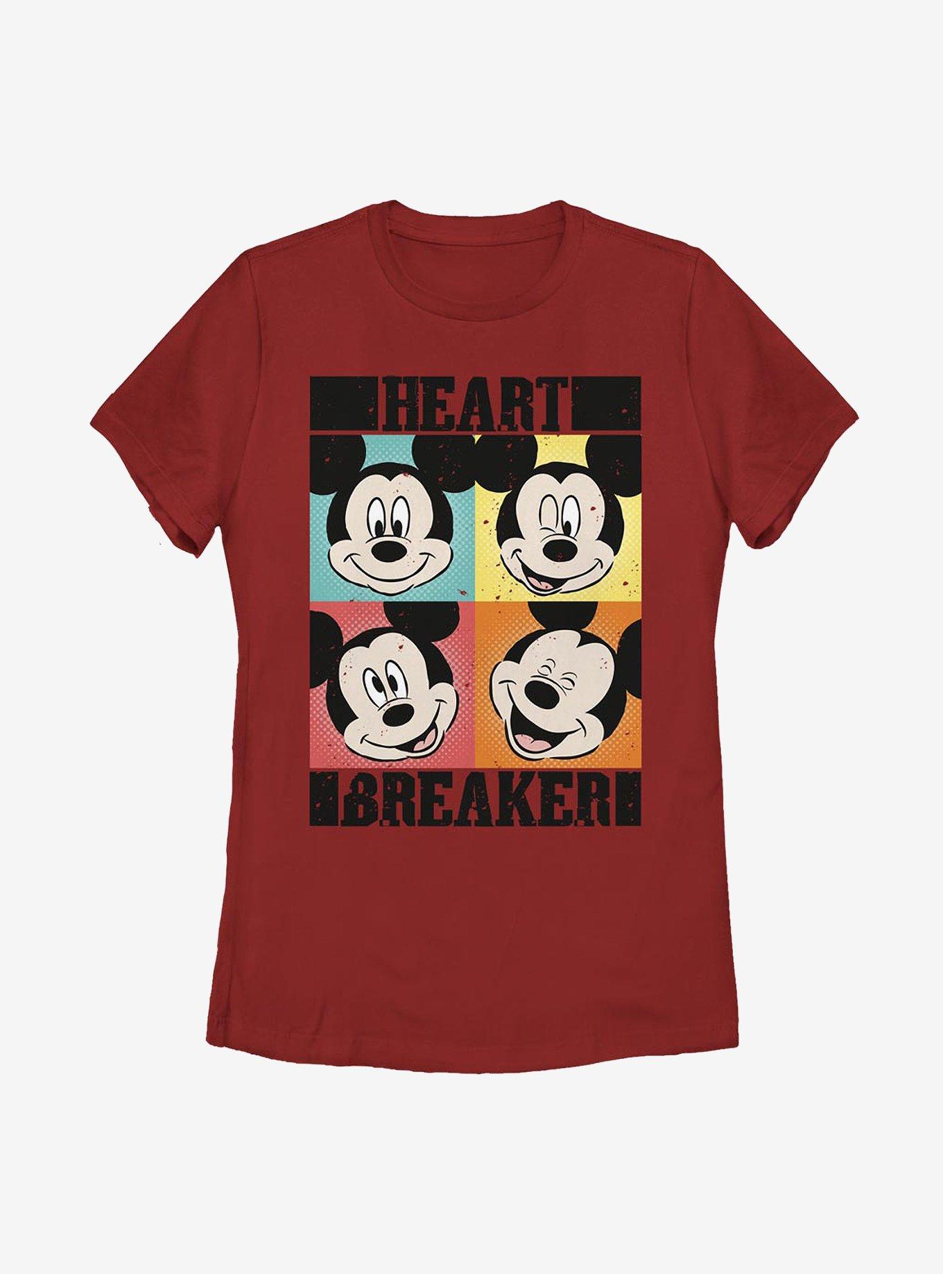 Disney Mickey Mouse Heart Womens T-Shirt, RED, hi-res