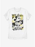 Disney Mickey Mouse Trouble Comes Womens T-Shirt, WHITE, hi-res