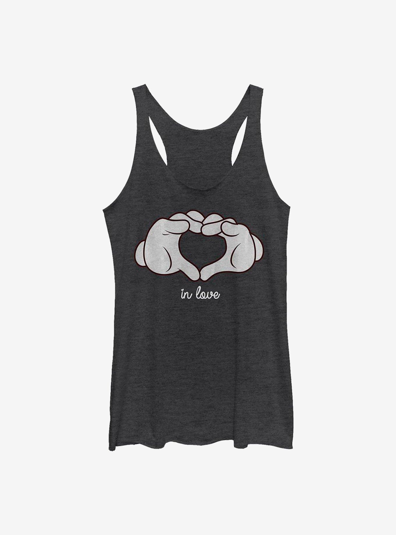 Disney Mickey Mouse Glove Heart Womens Tank Top, BLK HTR, hi-res