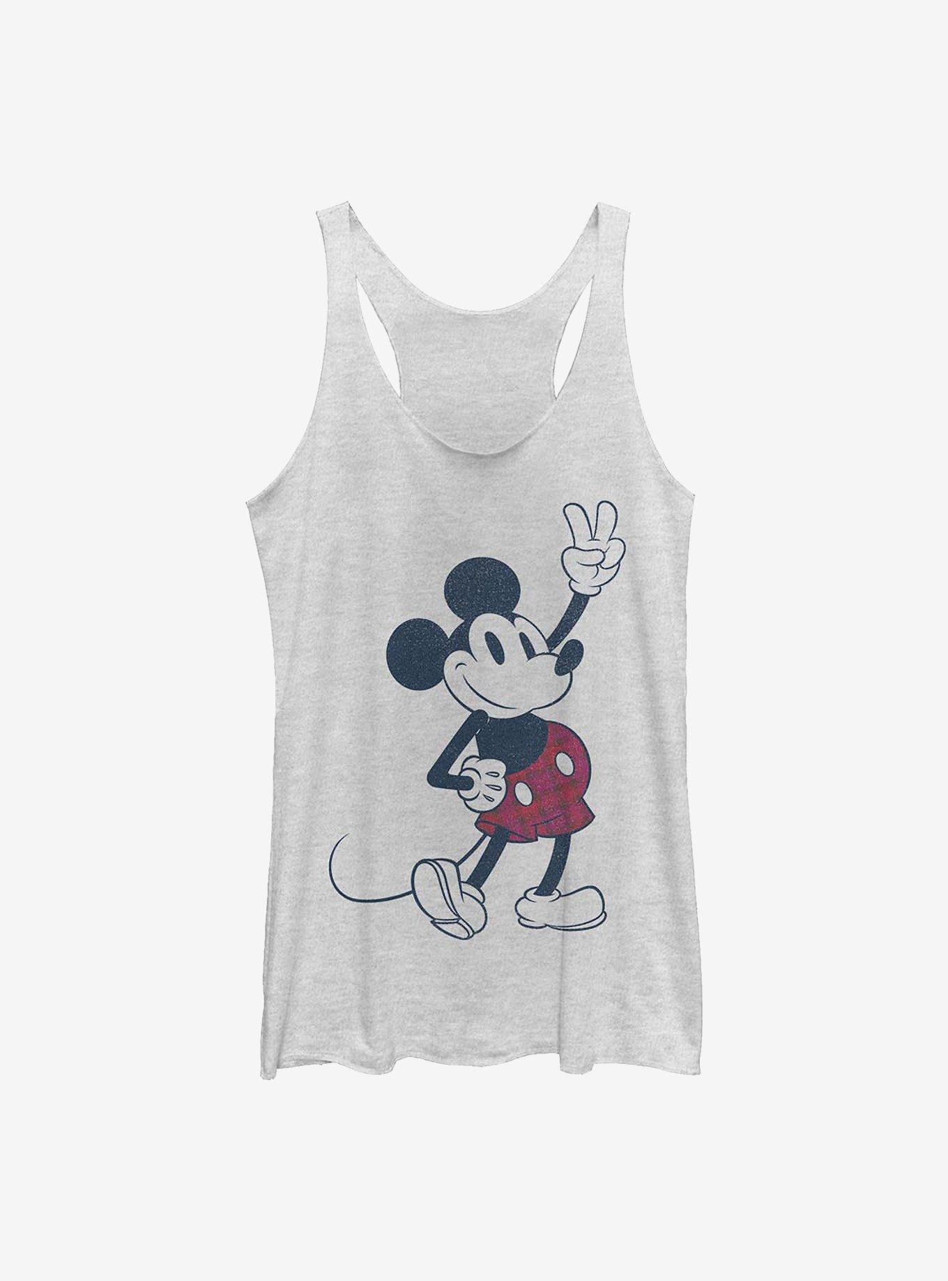 Disney Mickey Mouse Plaid Mickey Womens Tank Top, WHITE HTR, hi-res