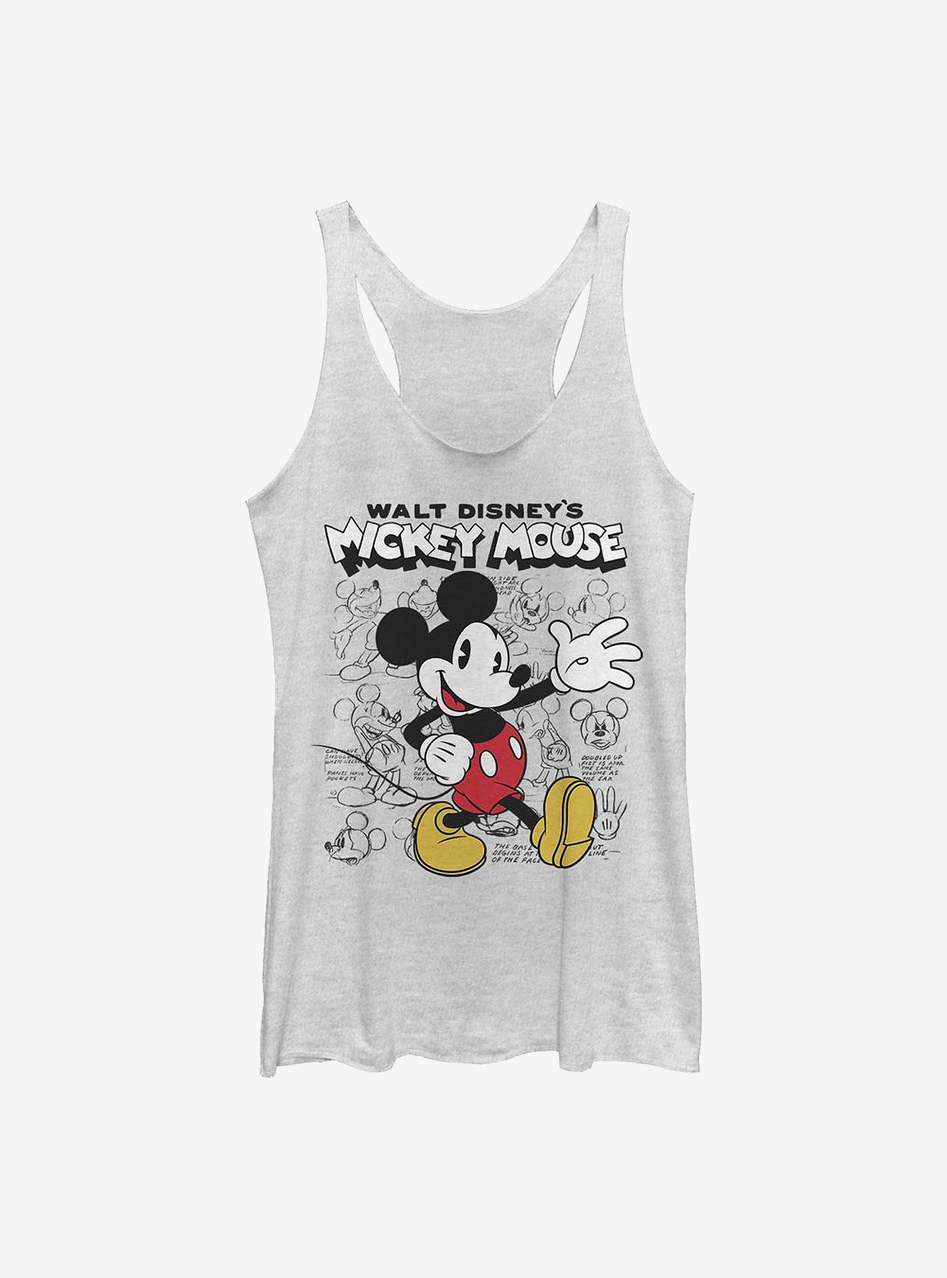 Disney Mickey Mouse Sketchbook Womens Tank Top, WHITE HTR, hi-res