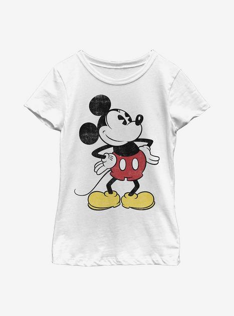 Disney Mickey Mouse Classic Vintage Mickey Youth Girls T-Shirt - WHITE ...