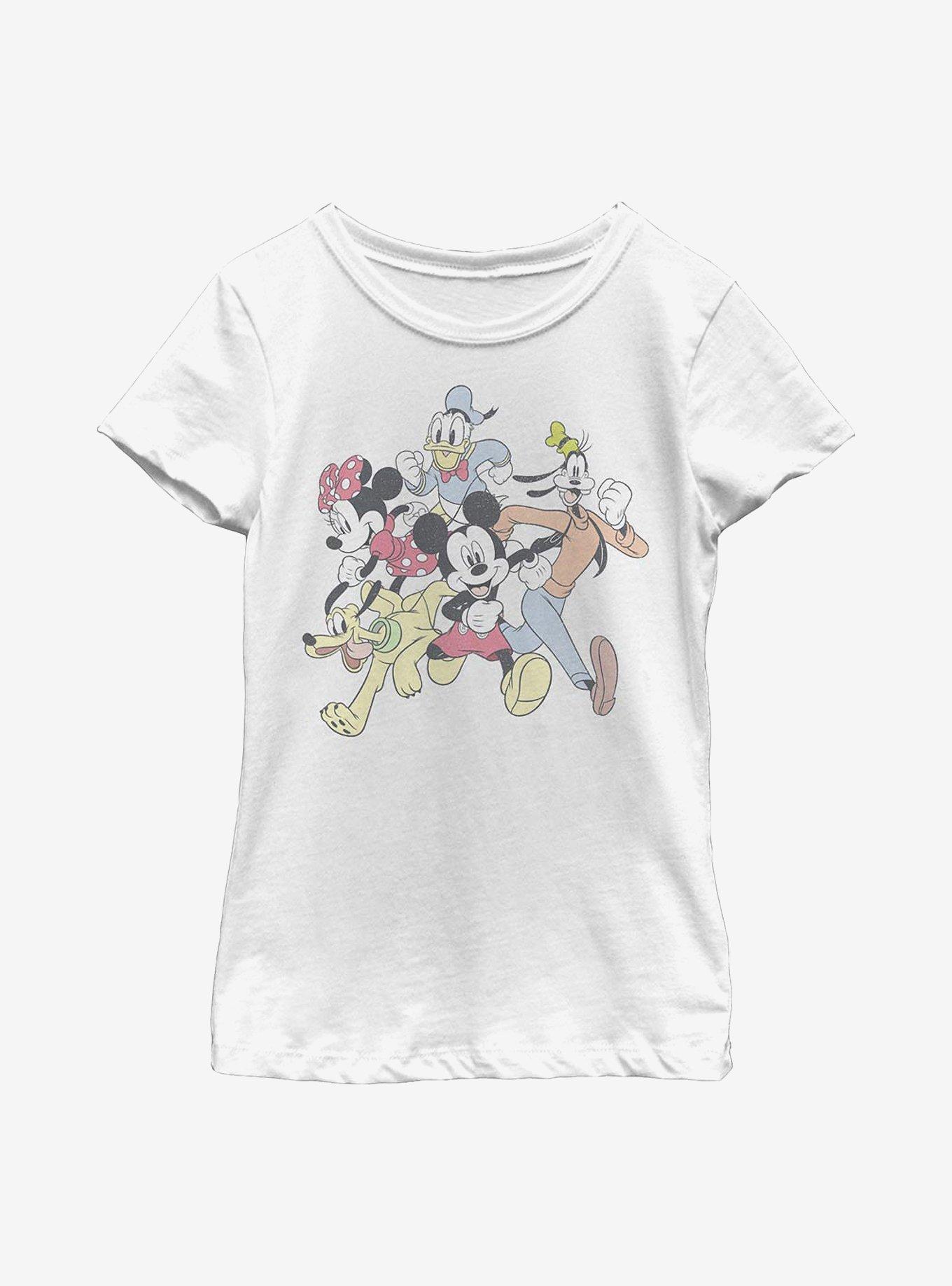 Disney Mickey Mouse Group Run Youth Girls T-Shirt, WHITE, hi-res