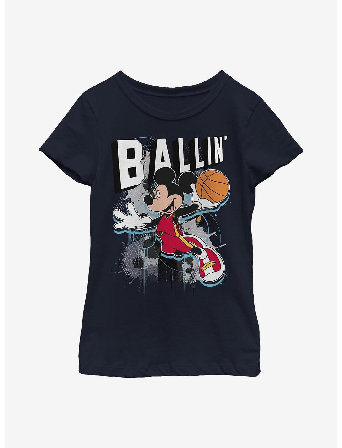 Disney Mickey Mouse Ballin' Youth Girls T-Shirt, NAVY, hi-res